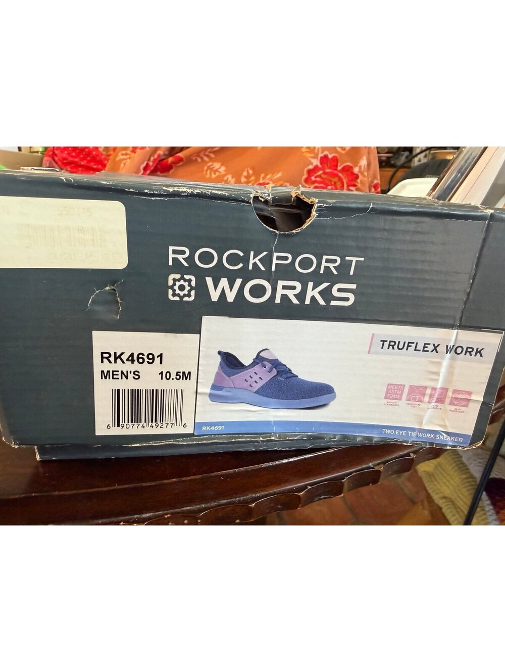 New- Rockport Blue & Tan  -Mens Work Shoes  10.5 ESD Composite Toe - Picture 8 of 8